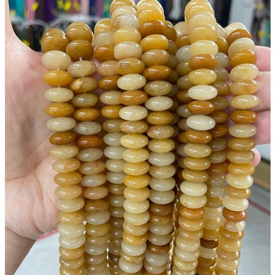 No_715_Natural Yellow Jade Flying Saucer Bead_5*12mm_(Sold Per Strand)