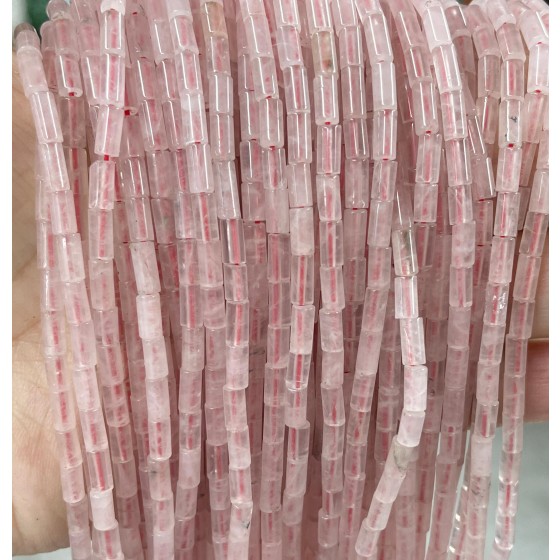 No_721_Natural Rose Quartz Round Tube_6*3mm_(Sold Per Strand)