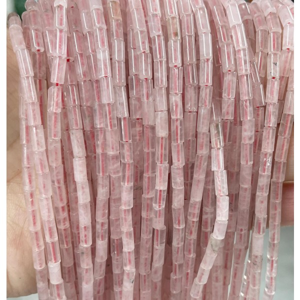 No_721_Natural Rose Quartz Round Tube_6*3mm_(Sold Per Strand)
