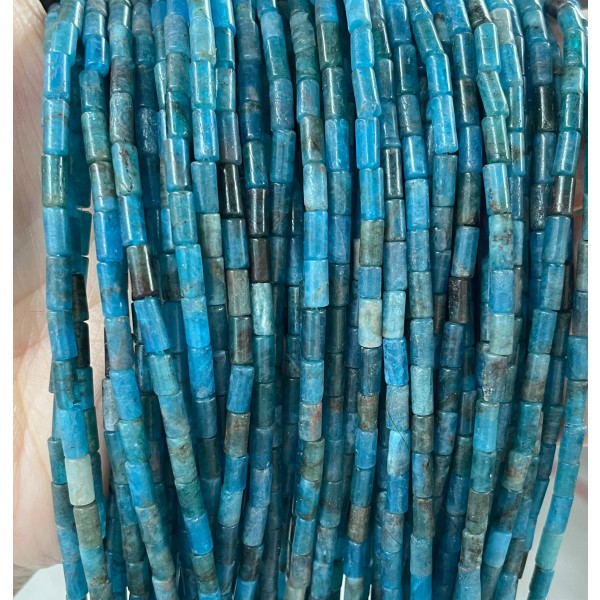 No_725_Natural Apatite Round Tube_6*3mm_(Sold Per Strand)