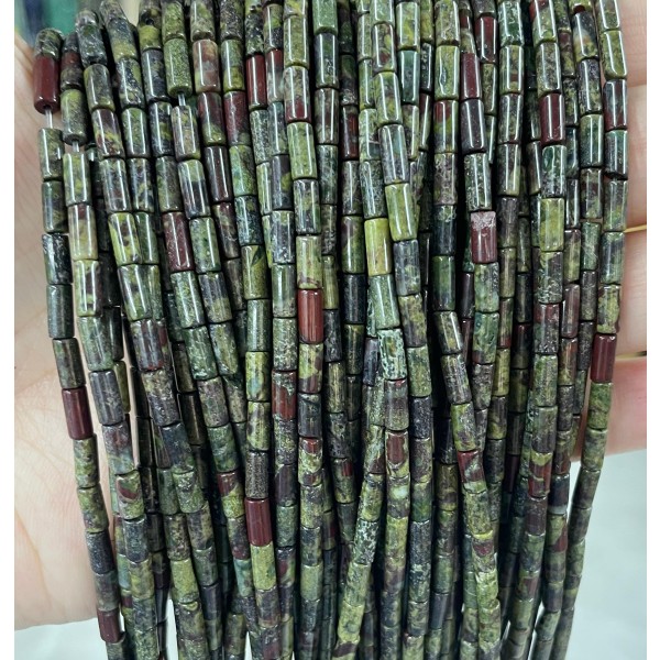No_735_Natural Dragon Blood Jasper Round Tube_6*3mm_(Sold Per Strand)