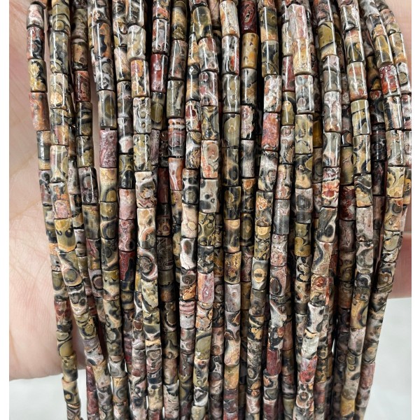 No_738_Natural Red Leopard Jasper Round Tube_6*3mm_(Sold Per Strand)