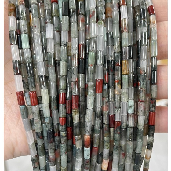 No_739_Natural African Bloodstone Round Tube_6*3mm_(Sold Per Strand)