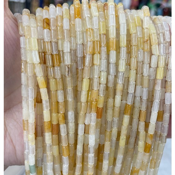 No_745_Natural Light Yellow Jade Round Tube_6*3mm_(Sold Per Strand)