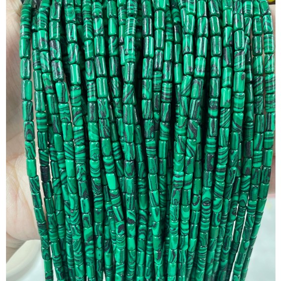 No_746_Synthetic Malachite Round Tube_6*3mm_(Sold Per Strand)