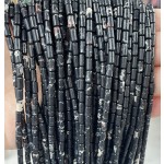 No_747_Synthetic Black Imperial Jasper Round Tube_6*3mm_(Sold Per Strand)