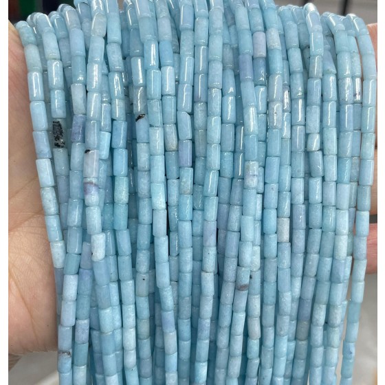 No_752_Enhanced Aquamarine Chalcedony Round Tube_6*3mm_(Sold Per Strand)