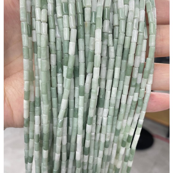 No_755_Natural Lushan Jade Round Tube_6*3mm_(Sold Per Strand)
