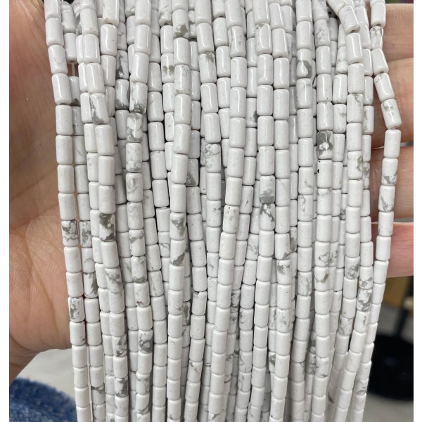 No_756_Natural Howlite Round Tube_6*3mm_(Sold Per Strand)