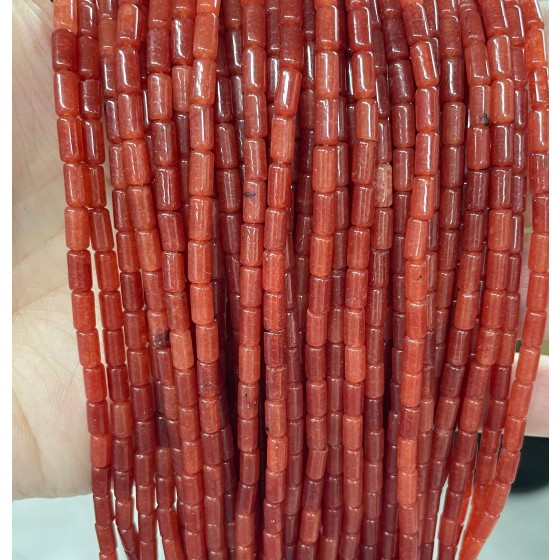 No_759_Enhanced Red Chalcedony Round Tube_6*3mm_(Sold Per Strand)