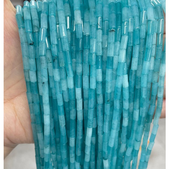 No_763_Enhanced Lake Blue Chalcedony Round Tube_6*3mm_(Sold Per Strand)