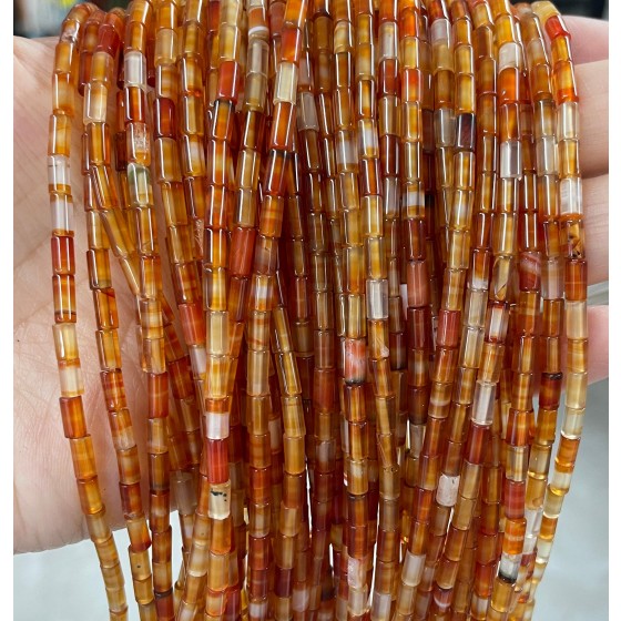 No_765_Natural Red Striped Agate Round Tube_6*3mm_(Sold Per Strand)