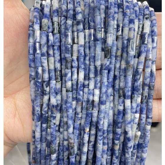 No_779_Natural Blue Spot Jasper Round Tube_6*3mm_(Sold Per Strand)