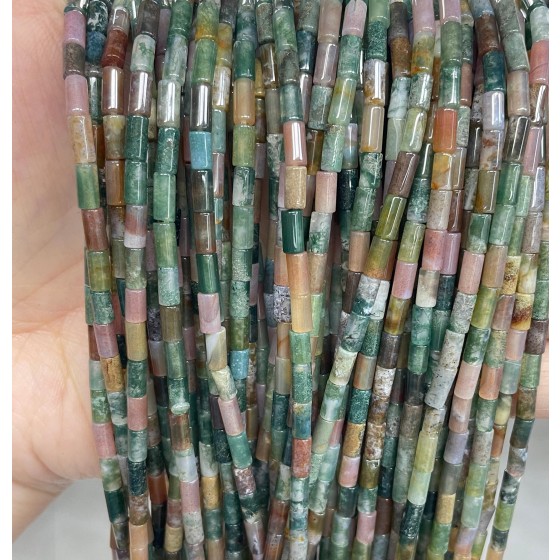 No_781_Natural Indian Agate Round Tube_6*3mm_(Sold Per Strand)