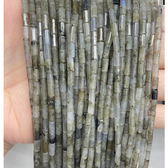 No_784_Natural White Labradorite Round Tube_6*3mm_(Sold Per Strand)