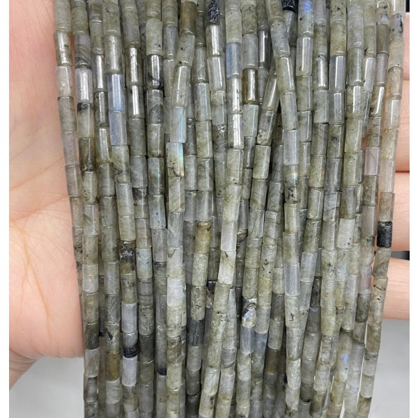 No_784_Natural White Labradorite Round Tube_6*3mm_(Sold Per Strand)
