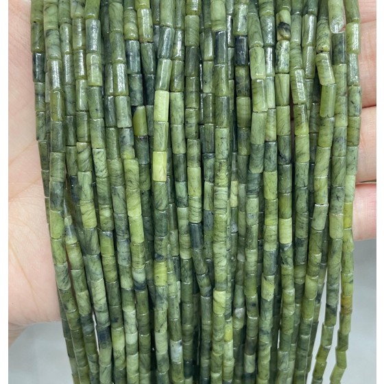 No_785_Natural Dark Southern Jade Round Tube_6*3mm_(Sold Per Strand)
