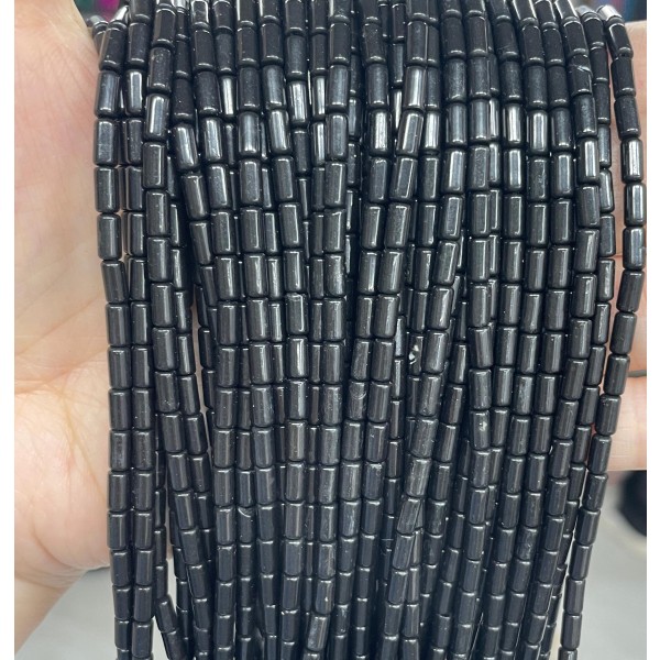No_791_Natural Black Obsidian Round Tube_6*3mm_(Sold Per Strand)