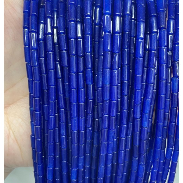 No_792_Enhanced Dark Blue Chalcedony Round Tube_6*3mm_(Sold Per Strand)