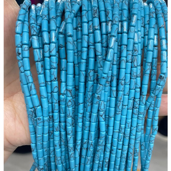 No_794_Synthetic Blue Turquoise Round Tube_6*3mm_(Sold Per Strand)
