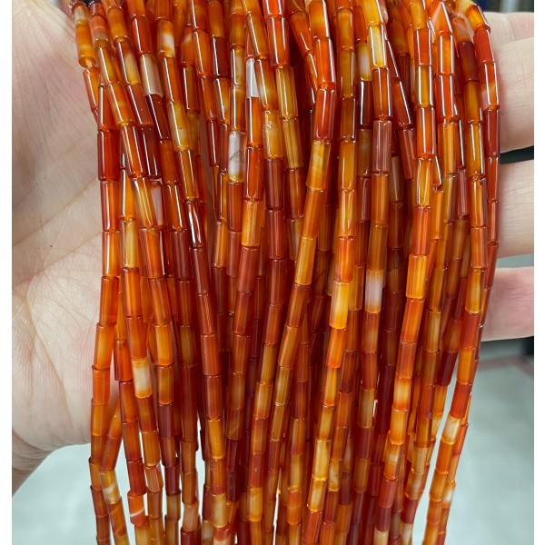 No_796_Natural Red Agate Round Tube_6*3mm_(Sold Per Strand)