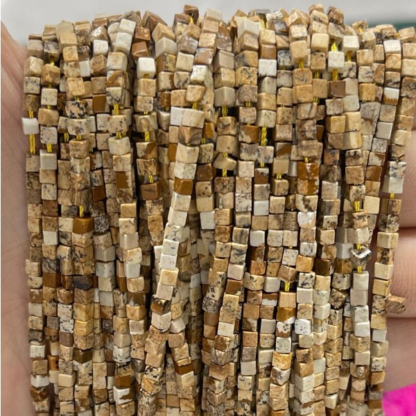 No_805_Natural Picture Jasper Small Cubes_2mm_(Sold Per Strand)