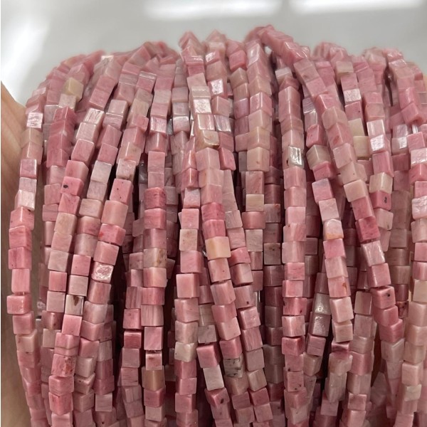 No_807_Natural Rhodonite Small Cubes_2mm_(Sold Per Strand)