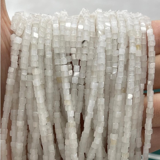 No_809_Natural White Jade Small Cubes_2mm_(Sold Per Strand)