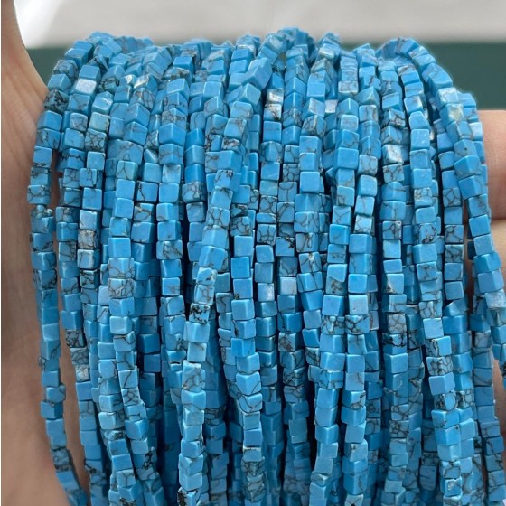 No_810_Synthetic Blue Turquoise Small Cubes_2mm_(Sold Per Strand)