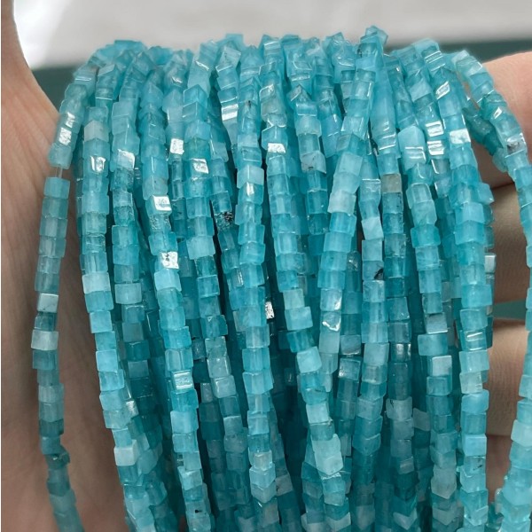 No_818_Enhanced Blue Chalcedony Cube Beads_2mm_(Sold Per Strand)