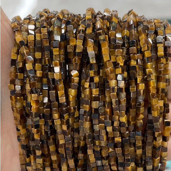No_819_Natural Yellow Tiger Eye Stone Quartz Small Granules_2mm_(Sold Per Strand)