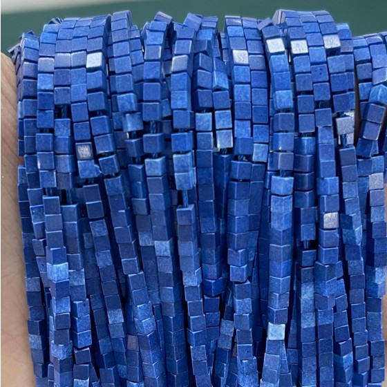 No_833_Synthetic Dark Blue Stone Small Cube Beads_2mm_(Sold Per Strand)