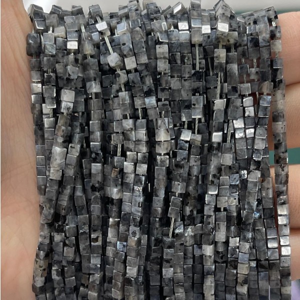 No_839_Natural Black Labradorite Small Cube Beads_2mm_(Sold Per Strand)