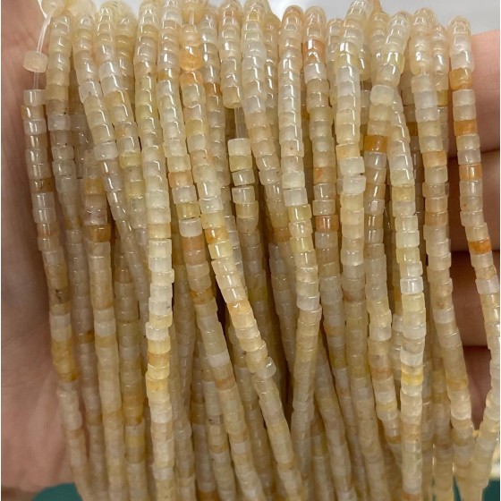 No_844_Natural Light Yellow Jade Disc (heishi) Spacer Beads_2*3mm_(Sold Per Strand)