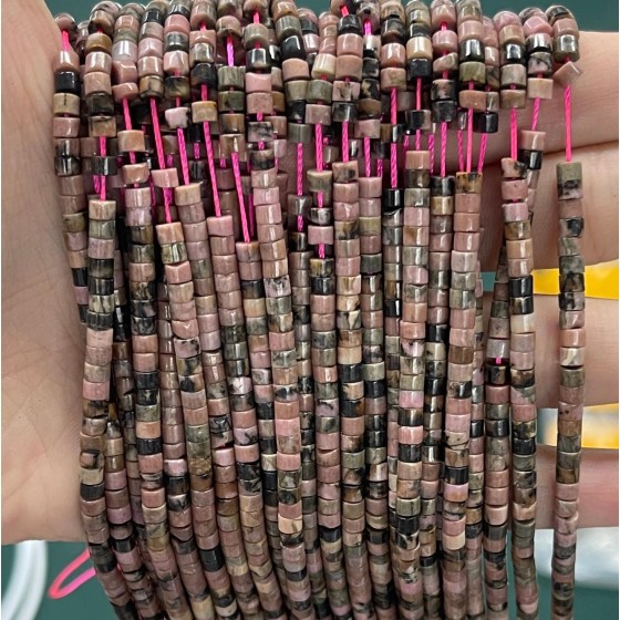No_847_Natural Black Line Rhodonite Disc (heishi) Spacer Beads_2*3mm_(Sold Per Strand)