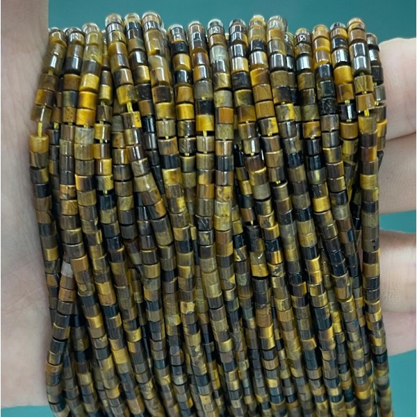 No_862_Natural Yellow Tiger Eye Stone Disc (heishi) Spacer Beads_2*3mm_(Sold Per Strand)