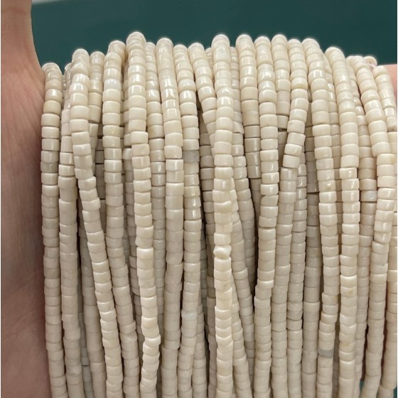 No_874_Natural White Fossil Stone Disc (heishi) Spacer Beads_2*3mm_(Sold Per Strand)
