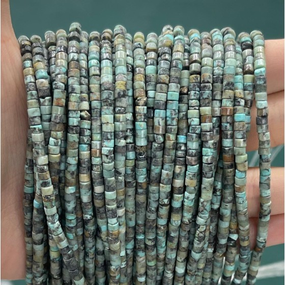 No_877_Natural African Turquoise Disc (heishi) Spacer Beads_2*3mm_(Sold Per Strand)