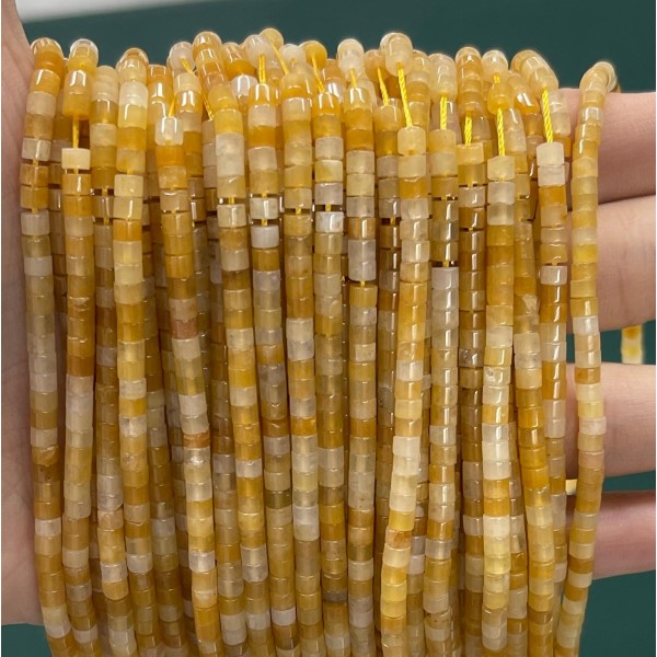 No_878_Natural Yellow Jade Disc (heishi) Spacer Beads_2*3mm_(Sold Per Strand)