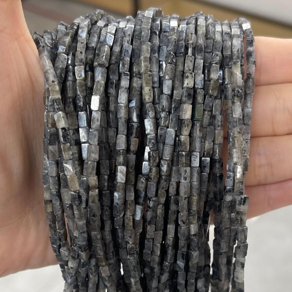 No_902_Natural Black Labradorite Small Rectangle_2*4mm_(Sold Per Strand)