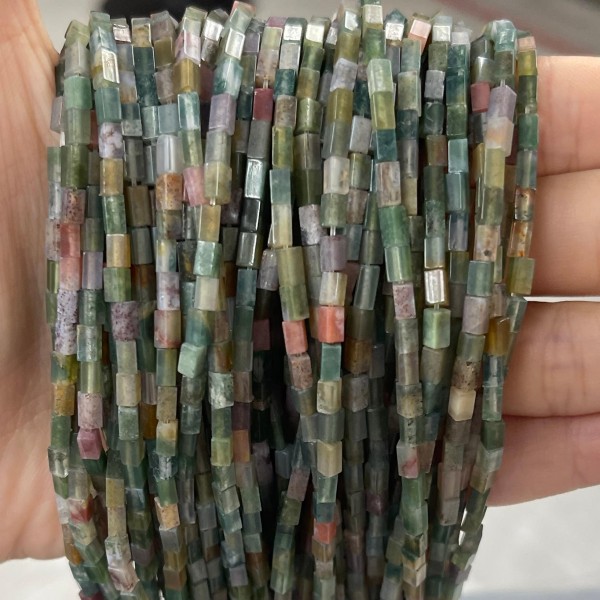 No_903_Natural Indian Agate Small Rectangle_2*4mm_(Sold Per Strand)