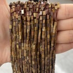 No_908_Natural Dark Picture Jasper Small Rectangle_2*4mm_(Sold Per Strand)