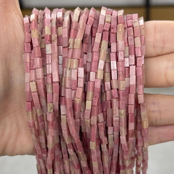 No_910_Natural Rhodonite Small Rectangle_2*4mm_(Sold Per Strand)
