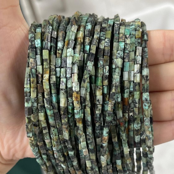 No_912_Natural African Turquoise Small Rectangle_2*4mm_(Sold Per Strand)