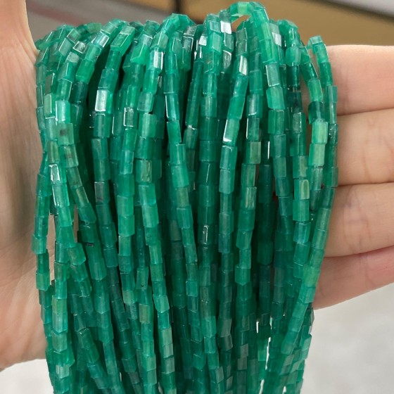 No_922_Enhanced Green Chalcedony Small Rectangle_2*4mm_(Sold Per Strand)