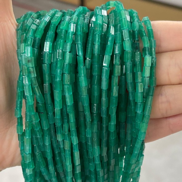 No_922_Enhanced Green Chalcedony Small Rectangle_2*4mm_(Sold Per Strand)