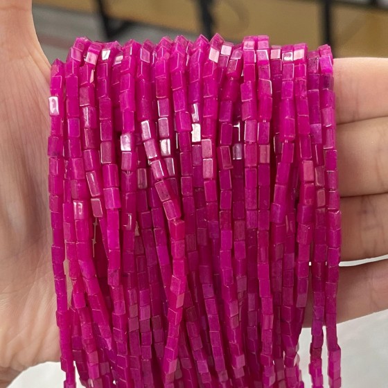 No_923_Enhanced Rose Red Chalcedony Small Rectangle_2*4mm_(Sold Per Strand)