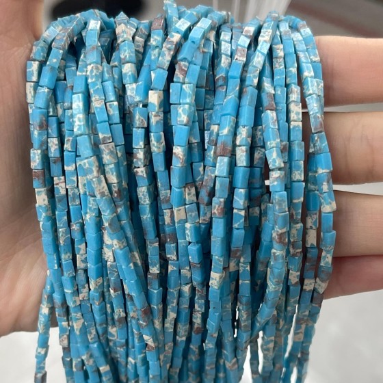 No_927_Synthetic Blue Imperial Jasper Small Rectangle_2*4mm_(Sold Per Strand)