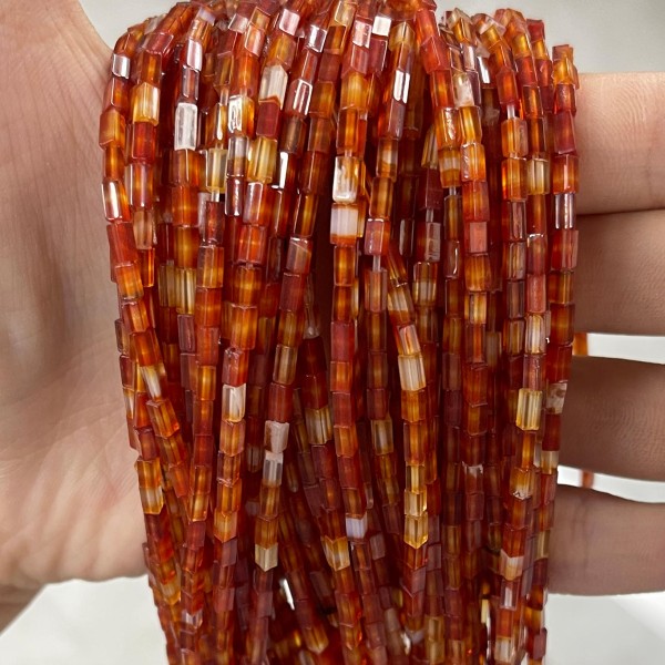 No_942_Natural Red Agate Small Rectangle_2*4mm_(Sold Per Strand)