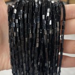 No_946_Natural Black Agate Small Rectangle_2*4mm_(Sold Per Strand)
